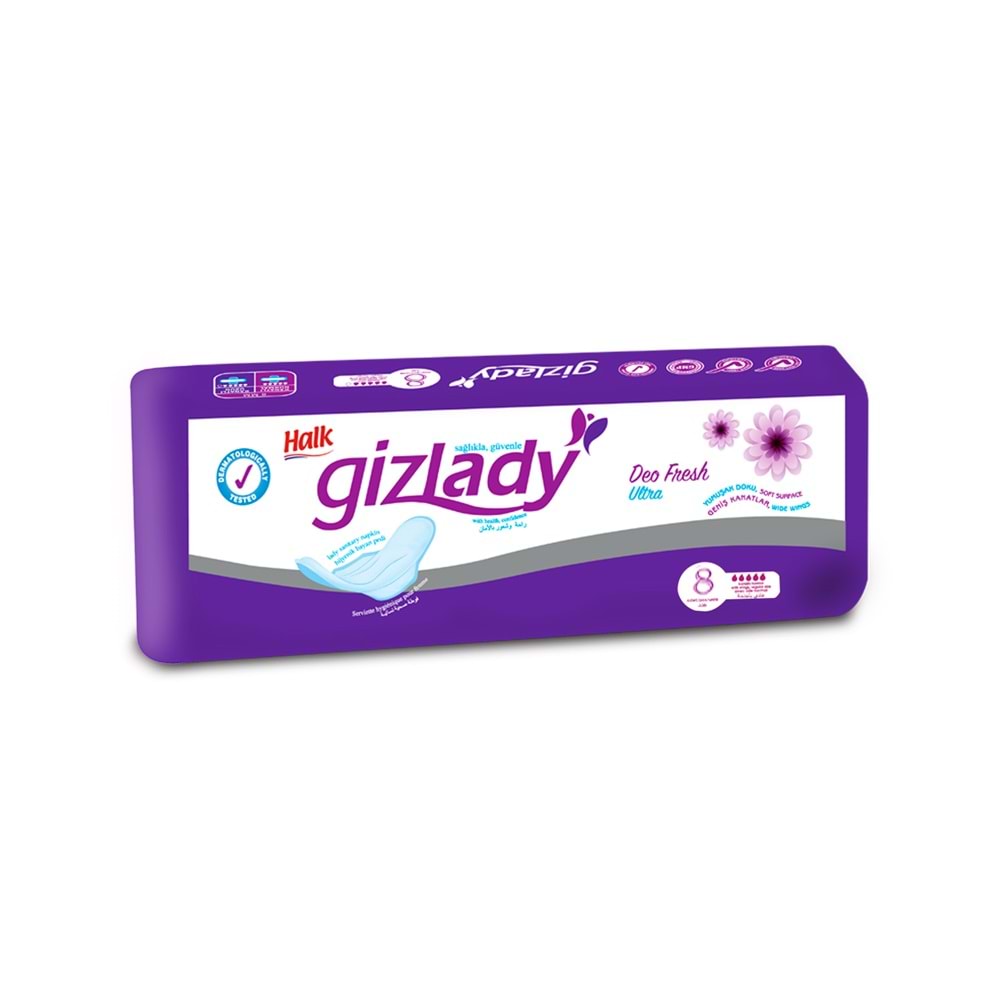Gizlady Kadın Pedi Kanatlı Uzun Ped 8 Adet