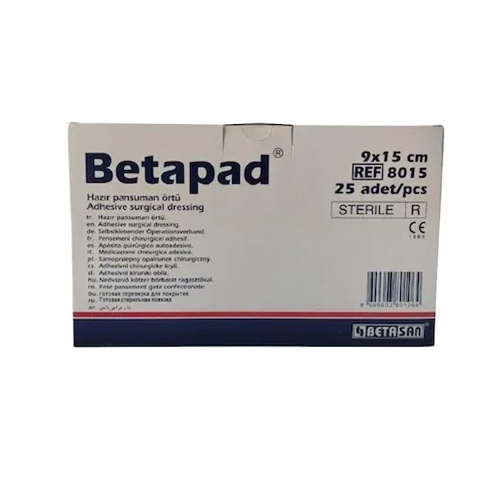 Betapad Şeffaf Poliüretan Pedli Pansuman Örtüsü 9X15Cm 1 Adet(Y)