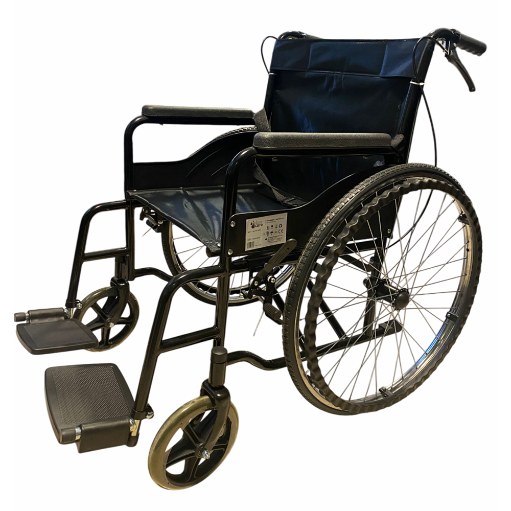 Akuacare Manuel Tekerlekli Sandalye Çift Makas-Frenli-Siyah