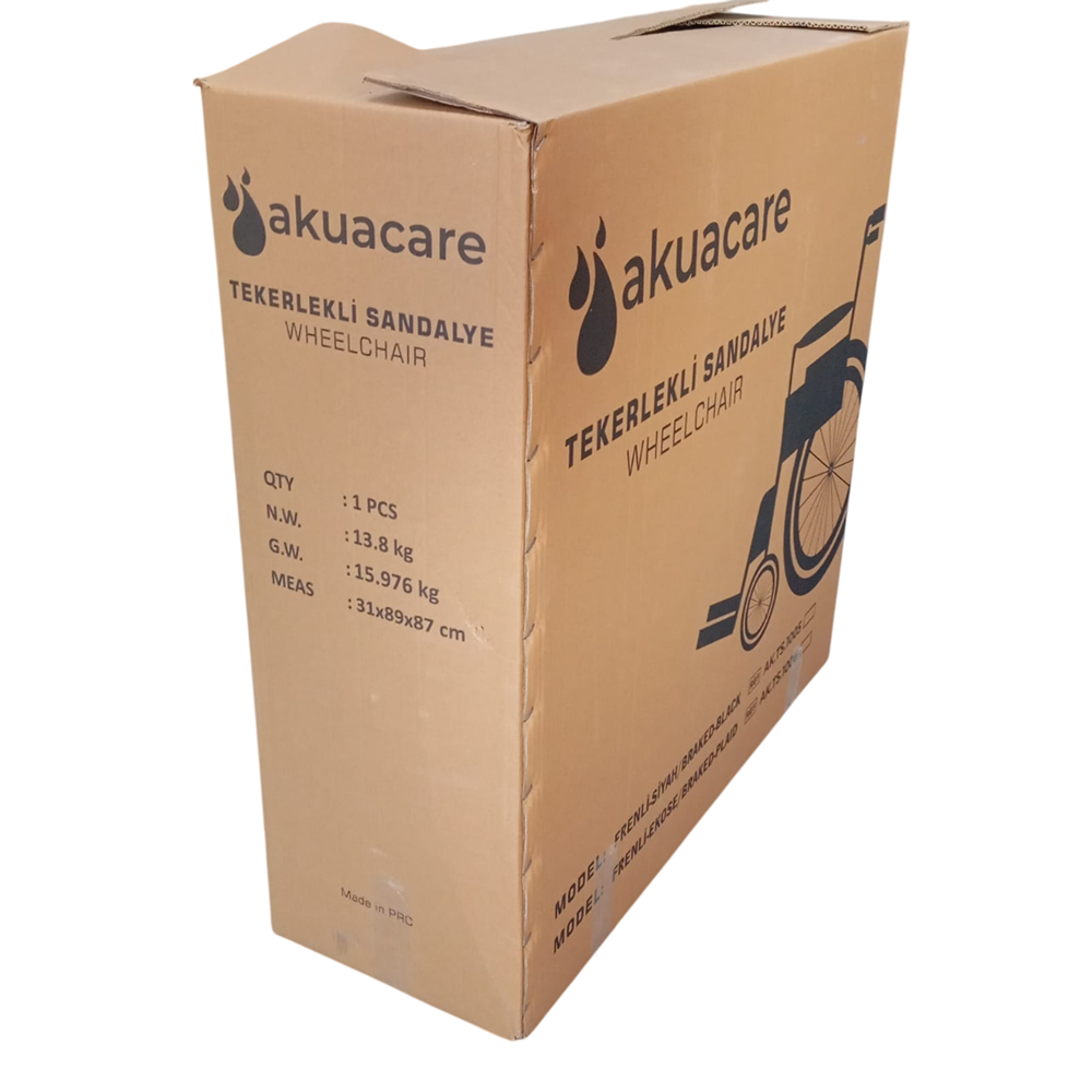 Akuacare Manuel Tekerlekli Sandalye Çift Makas-Frenli-Siyah