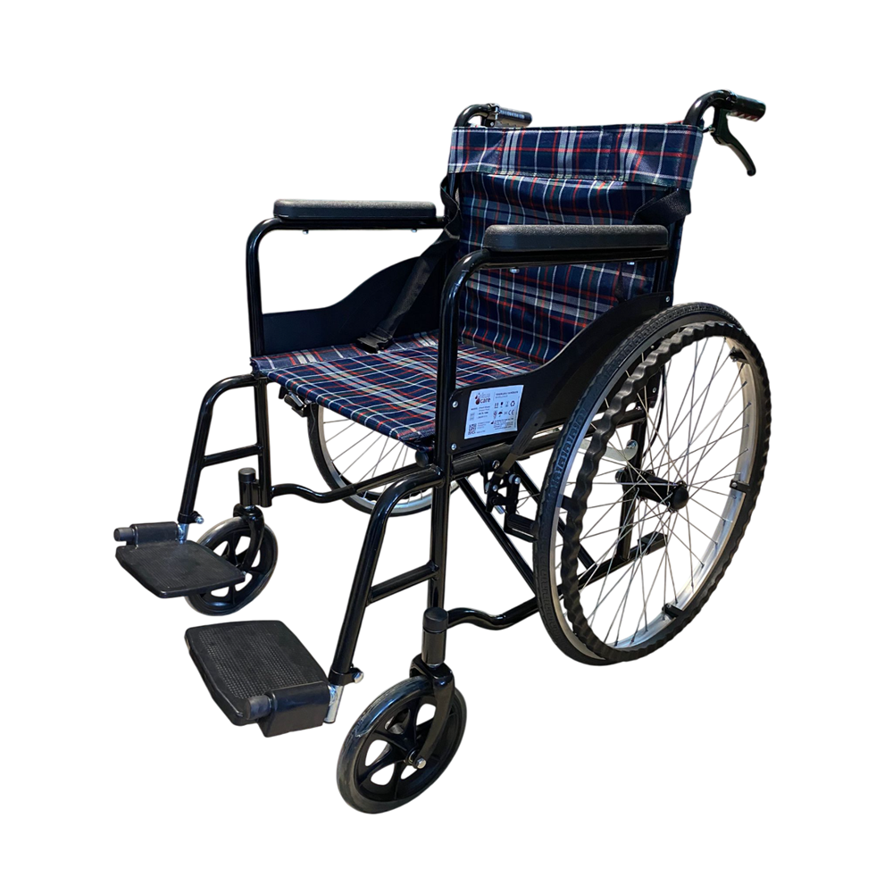 Akuacare Manuel Tekerlekli Sandalye Çift Makas-Frenli-Ekose