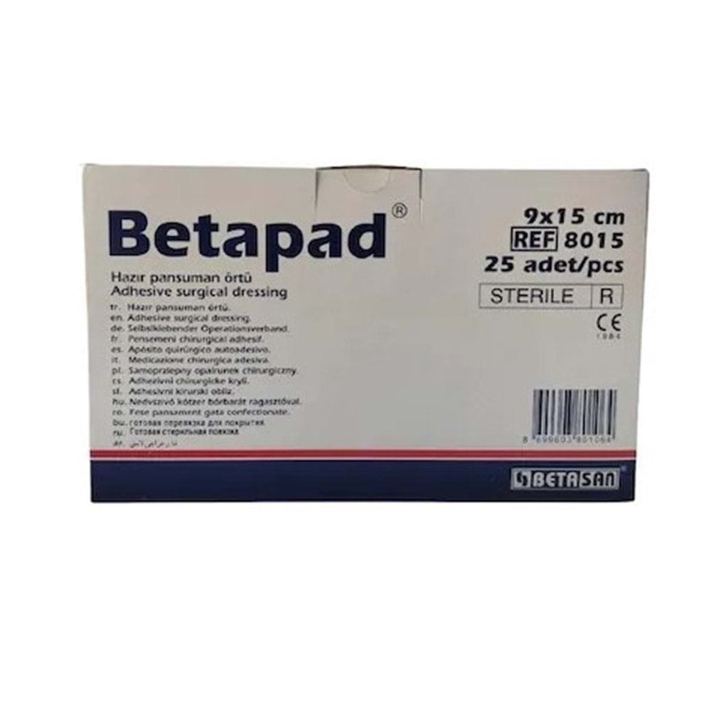 Betapad Şeffaf Poliüretan Pedli Pansuman Örtüsü 9X15Cm 1 Adet