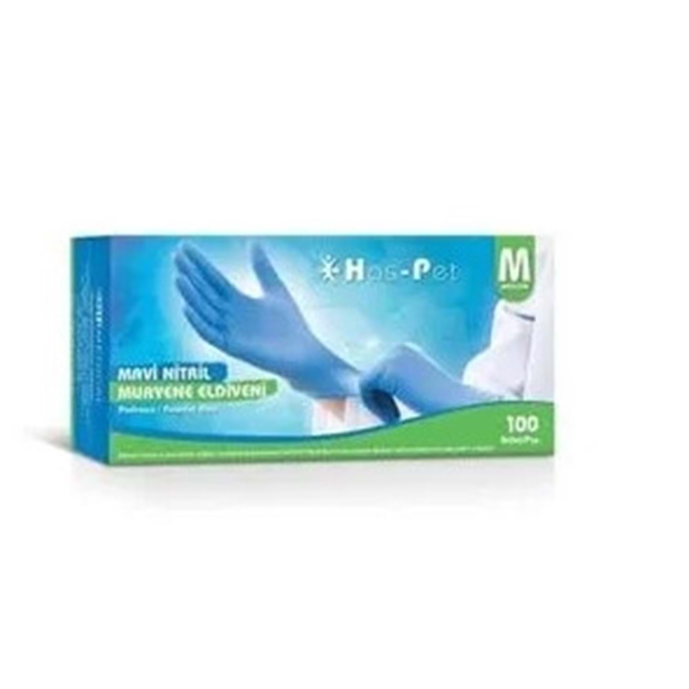 Haspet Mavi Nitril Muayene Eldiveni Medium