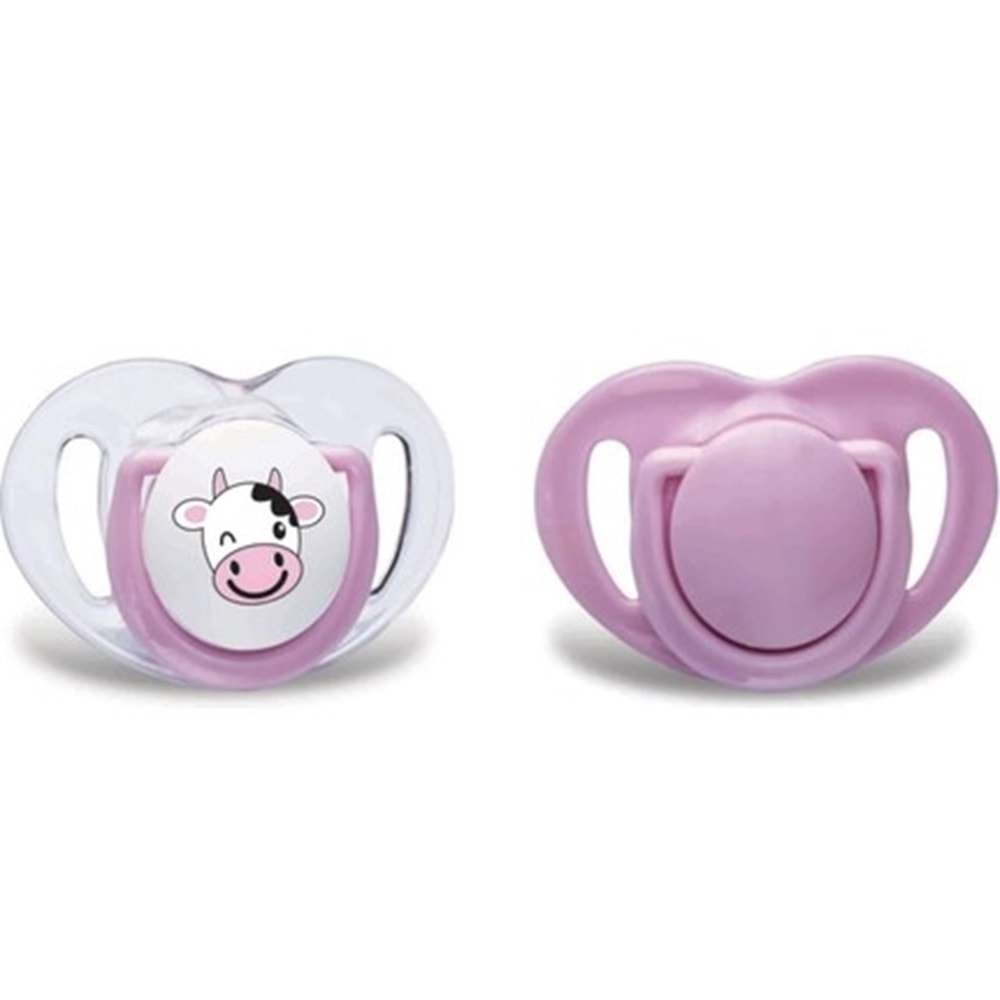 Mamajoo Ortodontik Silikon Emzik Pembe (İnek) - 12 Ay (2 Adet)