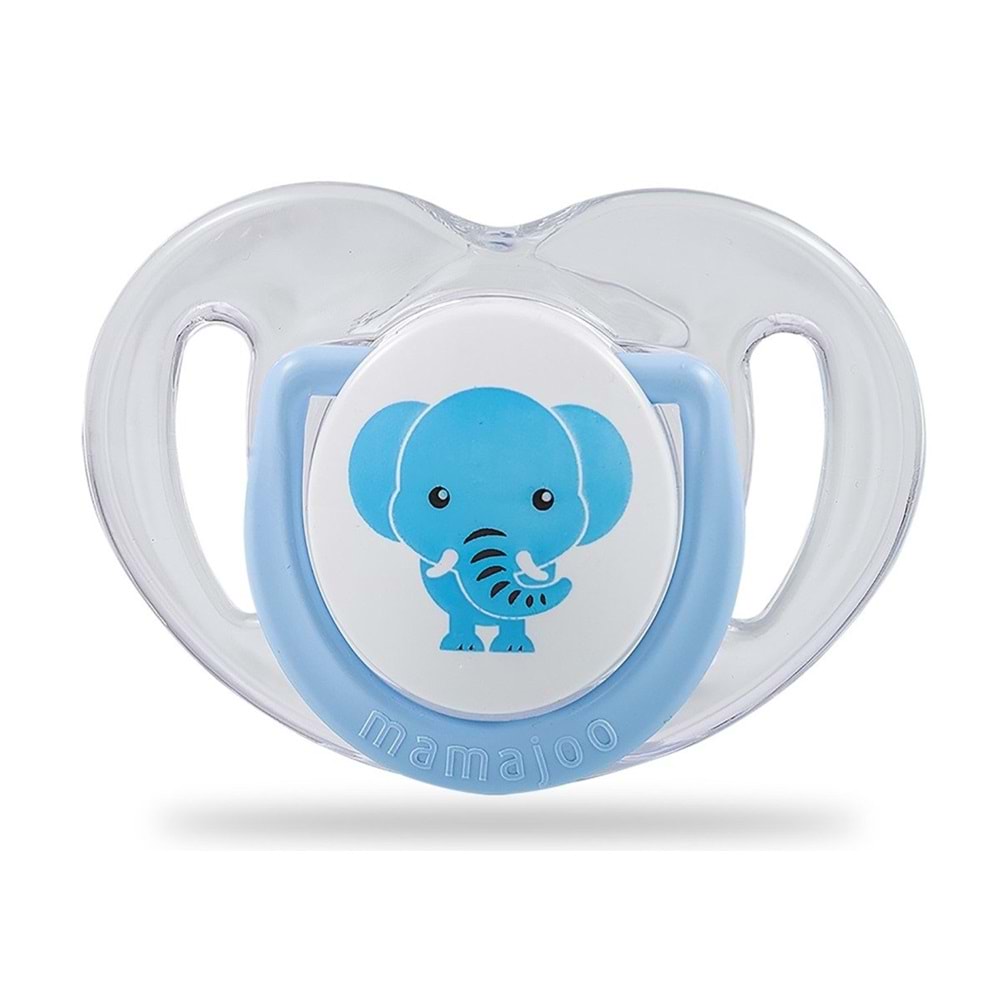 Mamajoo Ortodontik Silikon Emzik Mavi (Fil) - 6 Ay (2 Adet)
