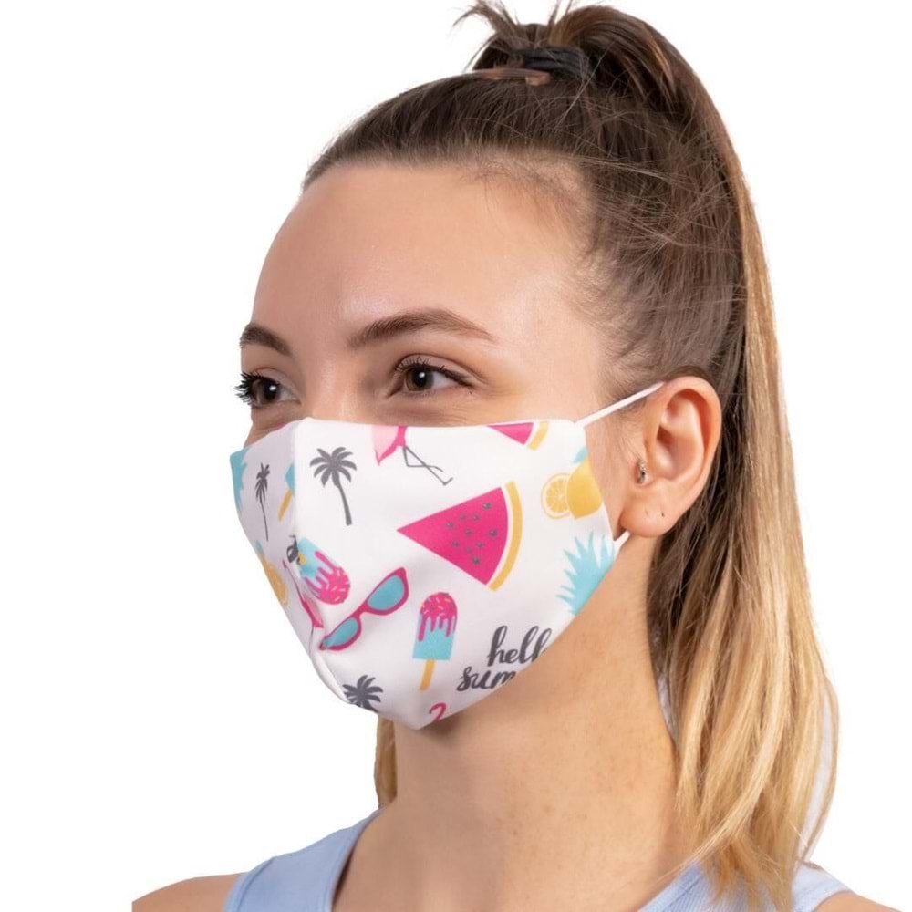 Kadın Desenli Bez Maske