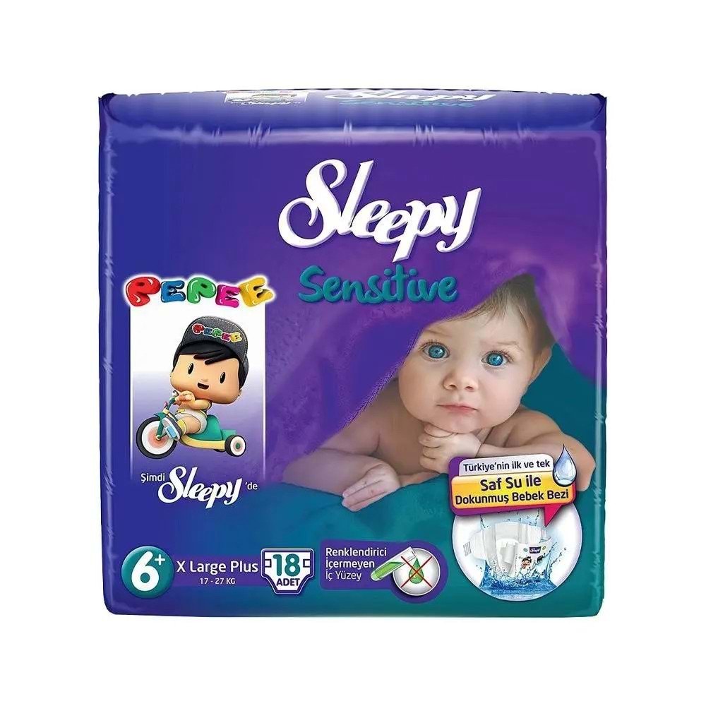 Sleepy Sensitive Bağlamalı Çocuk Bezi No:6+ 18 Adet