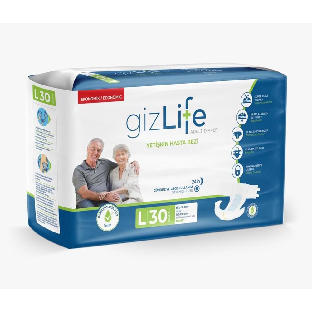 Gizlife Hasta Bezi Bağlamalı Large 30 Adet