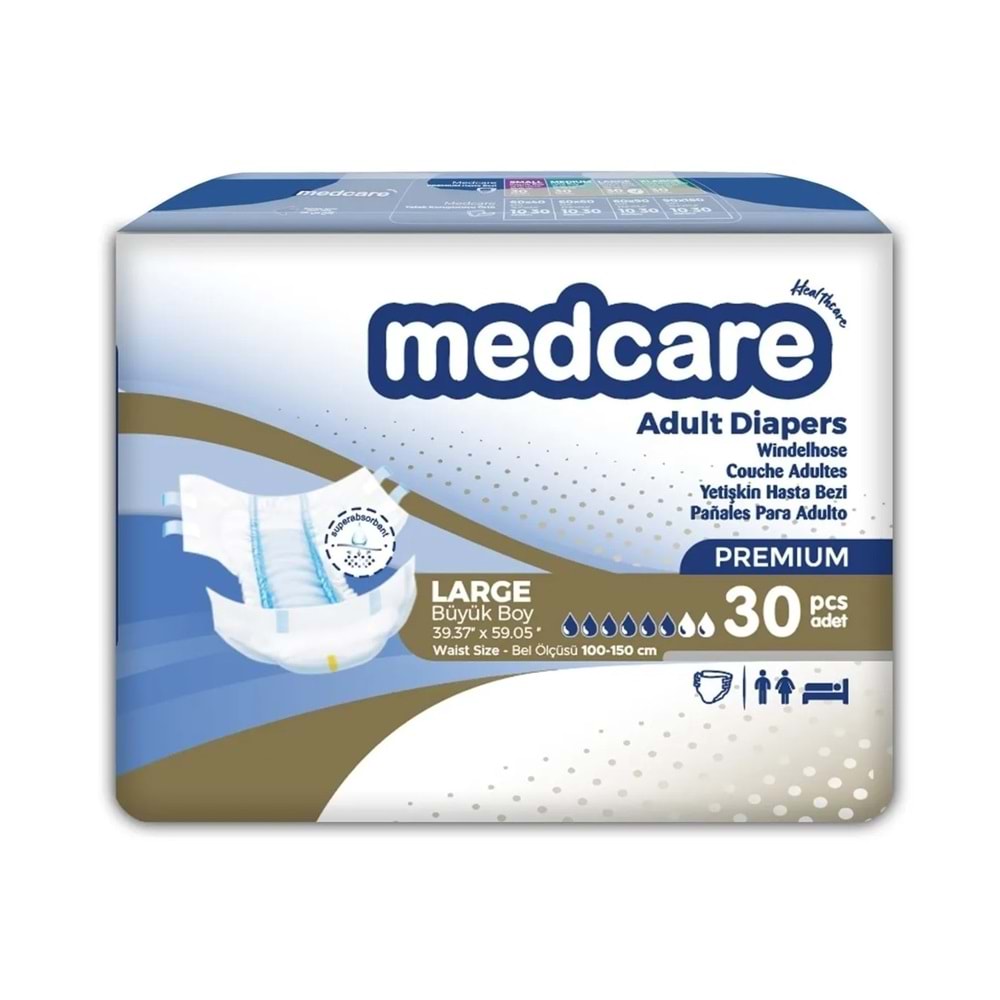 Medcare Hasta Bezi Premium Bağlamalı Large 30 Adet