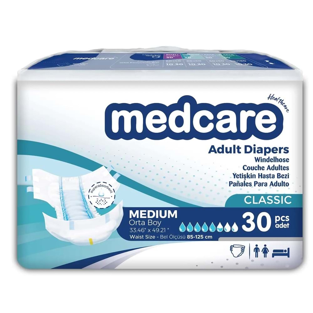 Medcare Hasta Bezi Classic Bağlamalı Medium 30 Adet