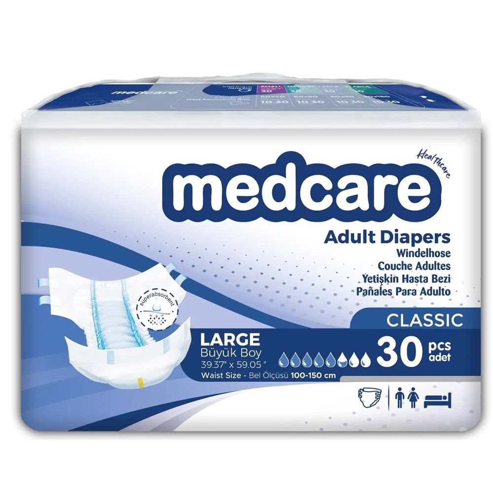Medcare Hasta Bezi Classic Bağlamalı Large 30 Adet