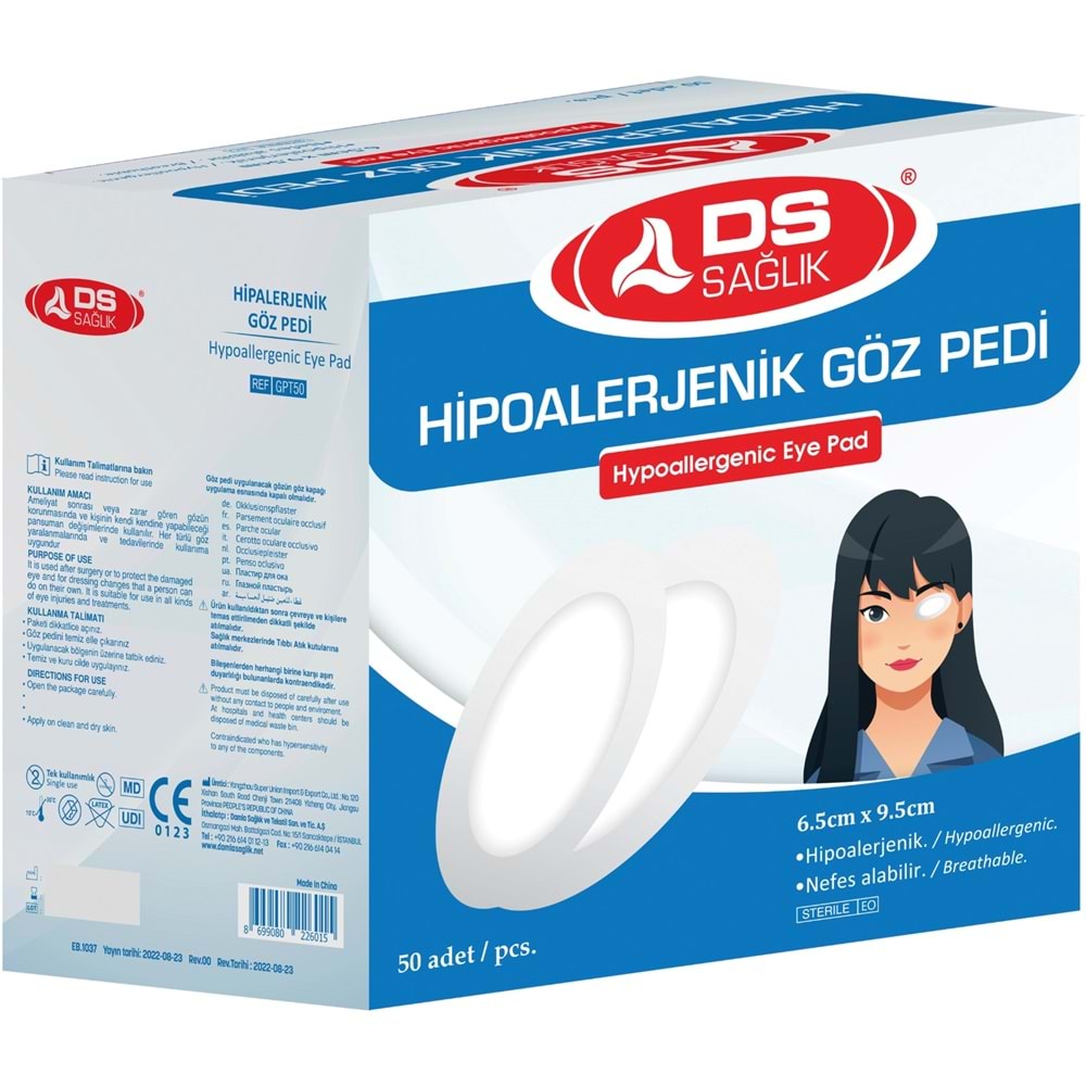 DS Sağlık Steril Hipoalerjenik Göz Pedi Yetişkin 6,5X9,5Cm