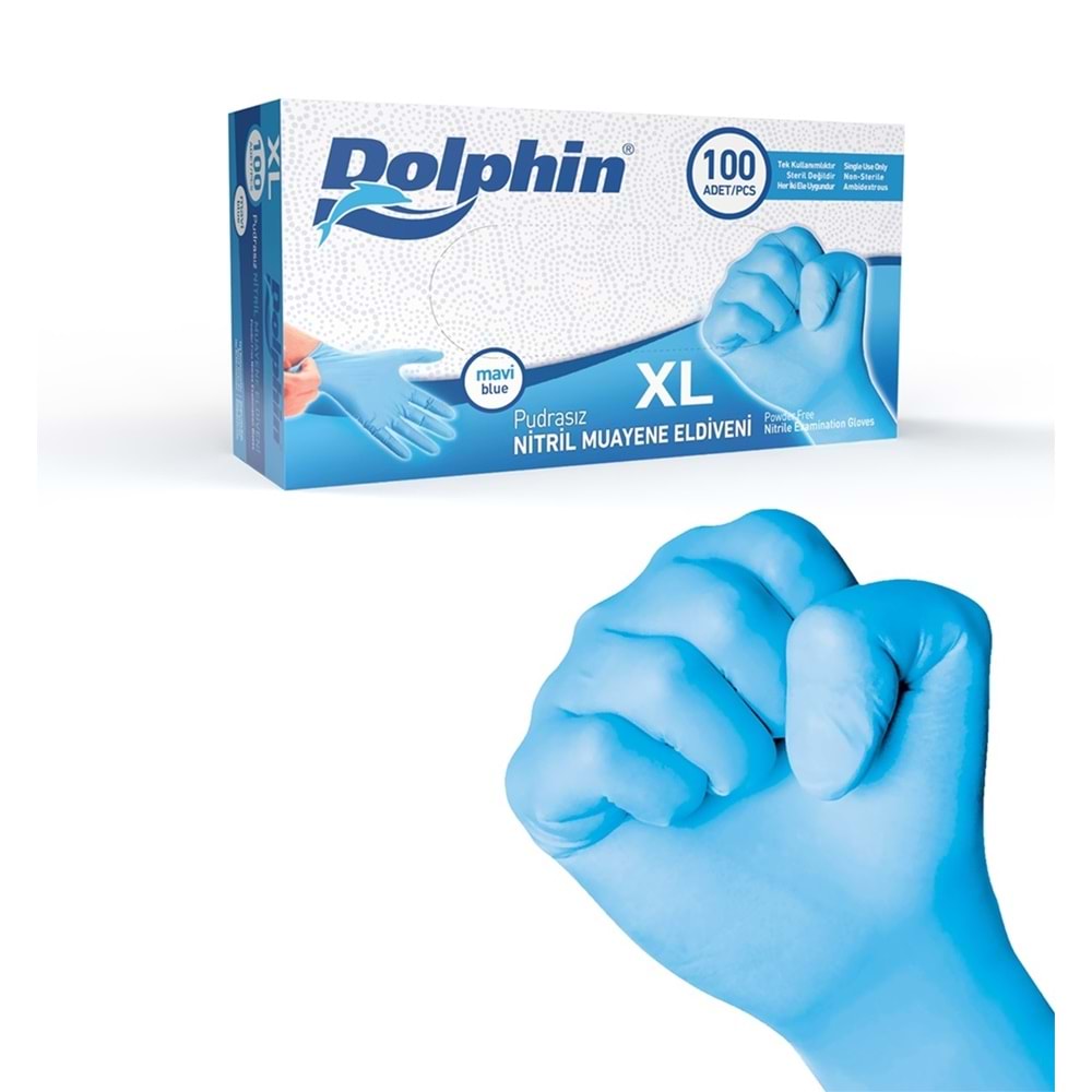 Dolphin Nitril Pudrasız Mavi Eldiven XLarge