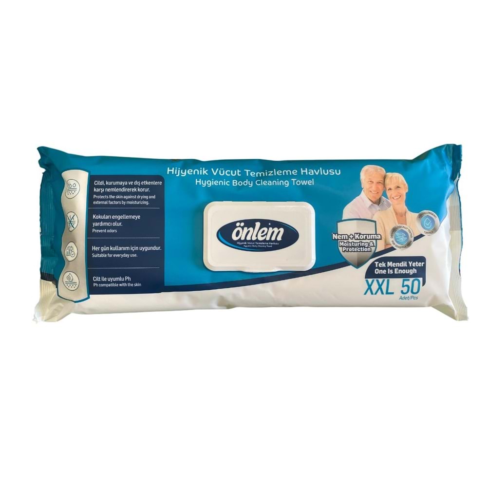 Önlem Vücut Temizleme Havlusu XXL 50 Adet (32x32)