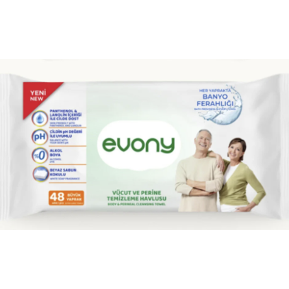 Evony Perine ve Vücut Temizleme Havlusu 48 Adet XL