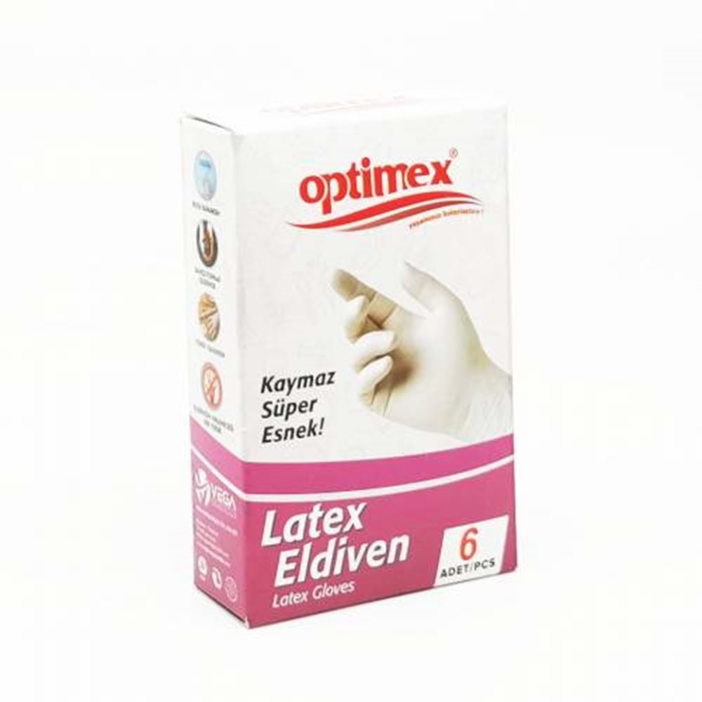 Optimex Latex Pudrasız Eldiven Medium 6 Adet
