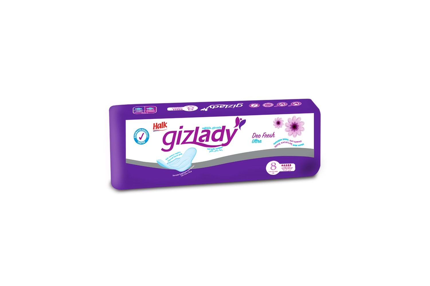 Gizlady Kadın Pedi Kanatlı Uzun Ped 8 Adet