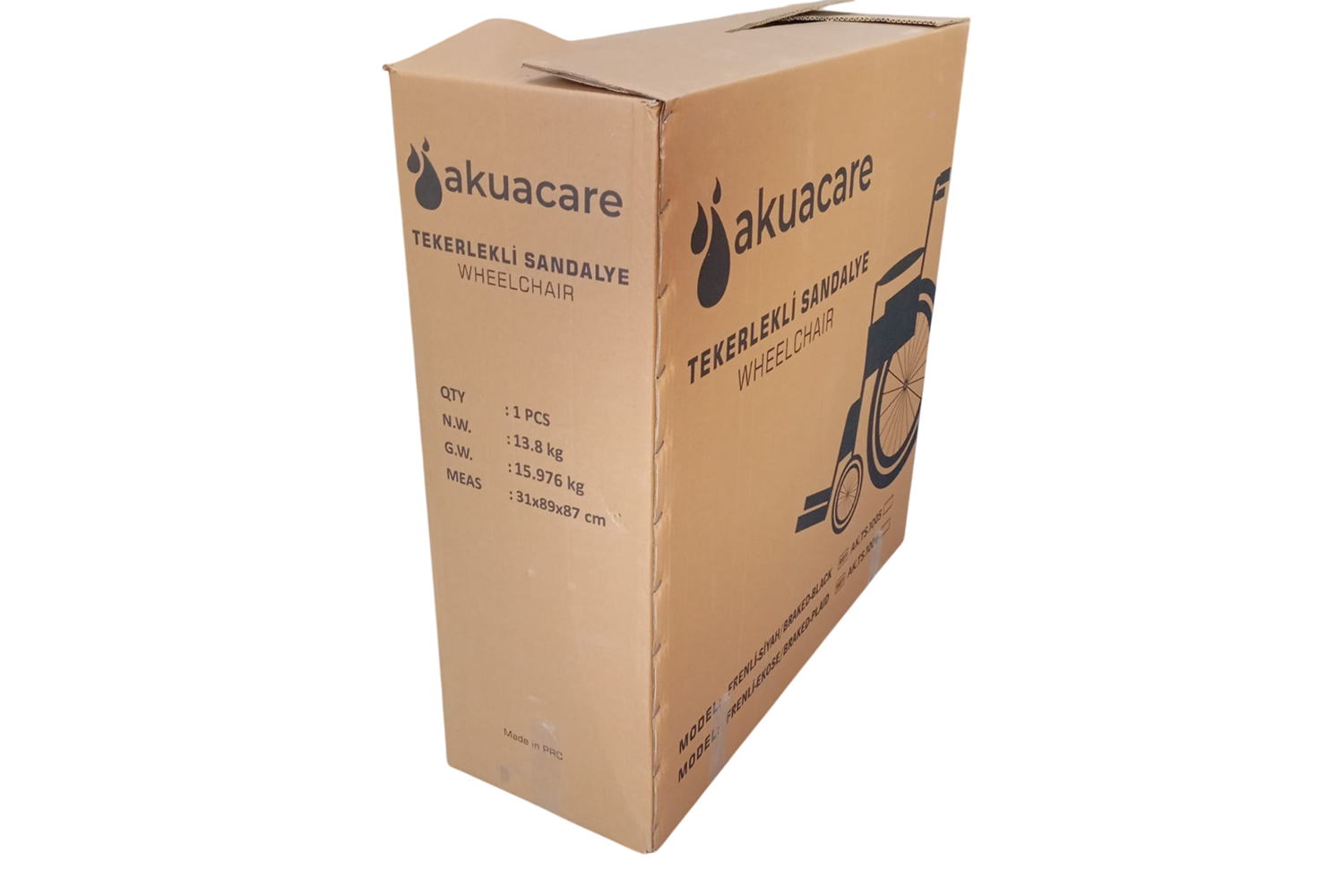 Akuacare Manuel Tekerlekli Sandalye Çift Makas-Frenli-Siyah