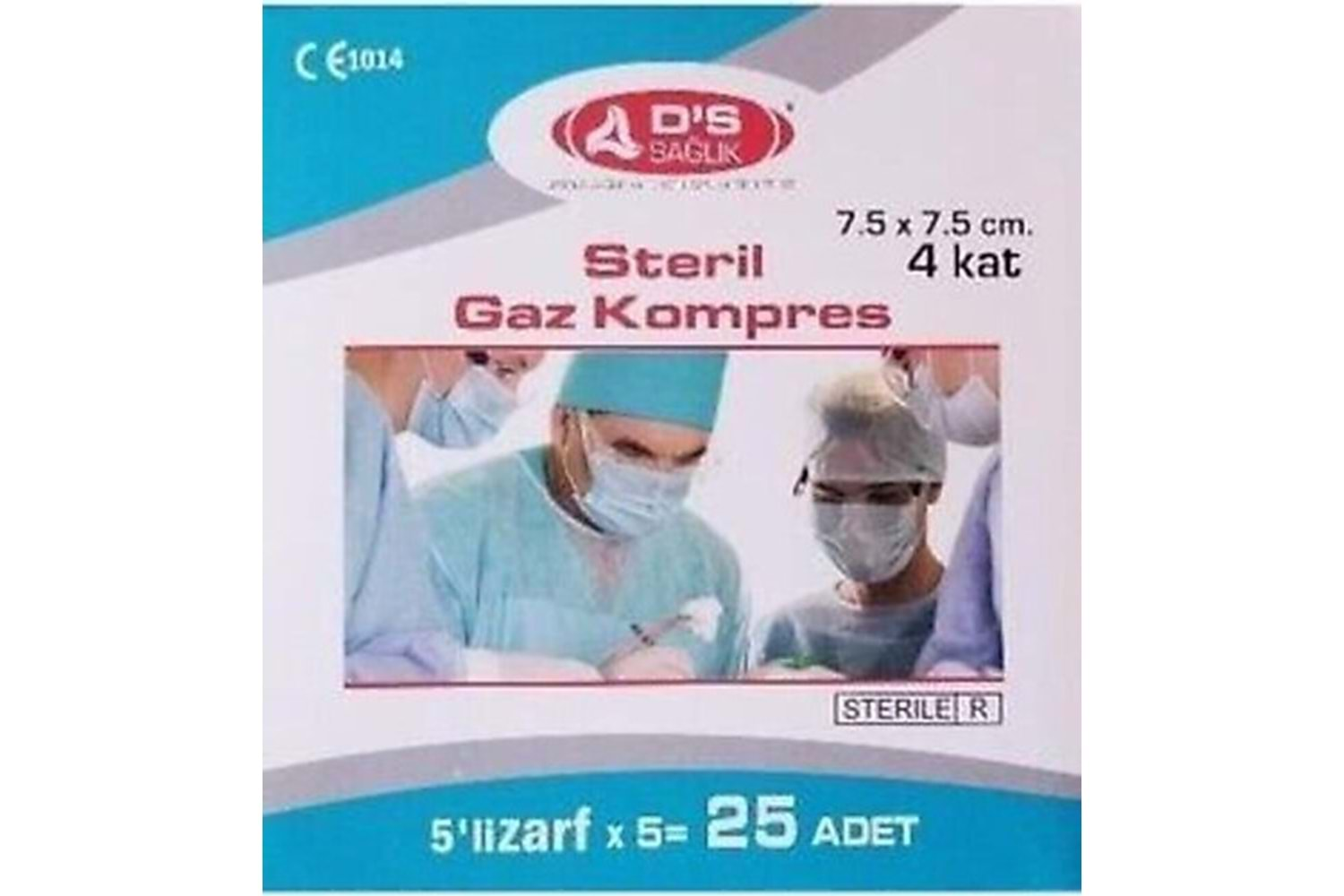 DS Sağlık Steril Gaz Kompres 4 Katlı 7,5x7,5Cm 25 Adet (5x5 Ad)