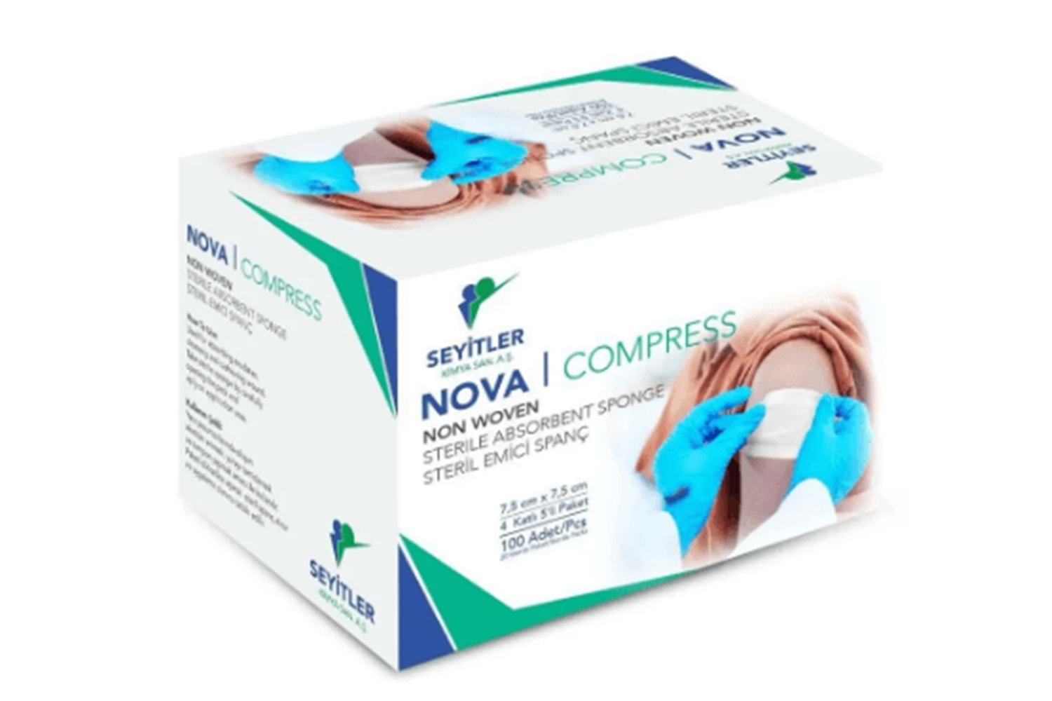 Nova Steril Non Woven Gaz Kompres 4 Katlı 7.5CmX7.5Cm (5x20 Adet)