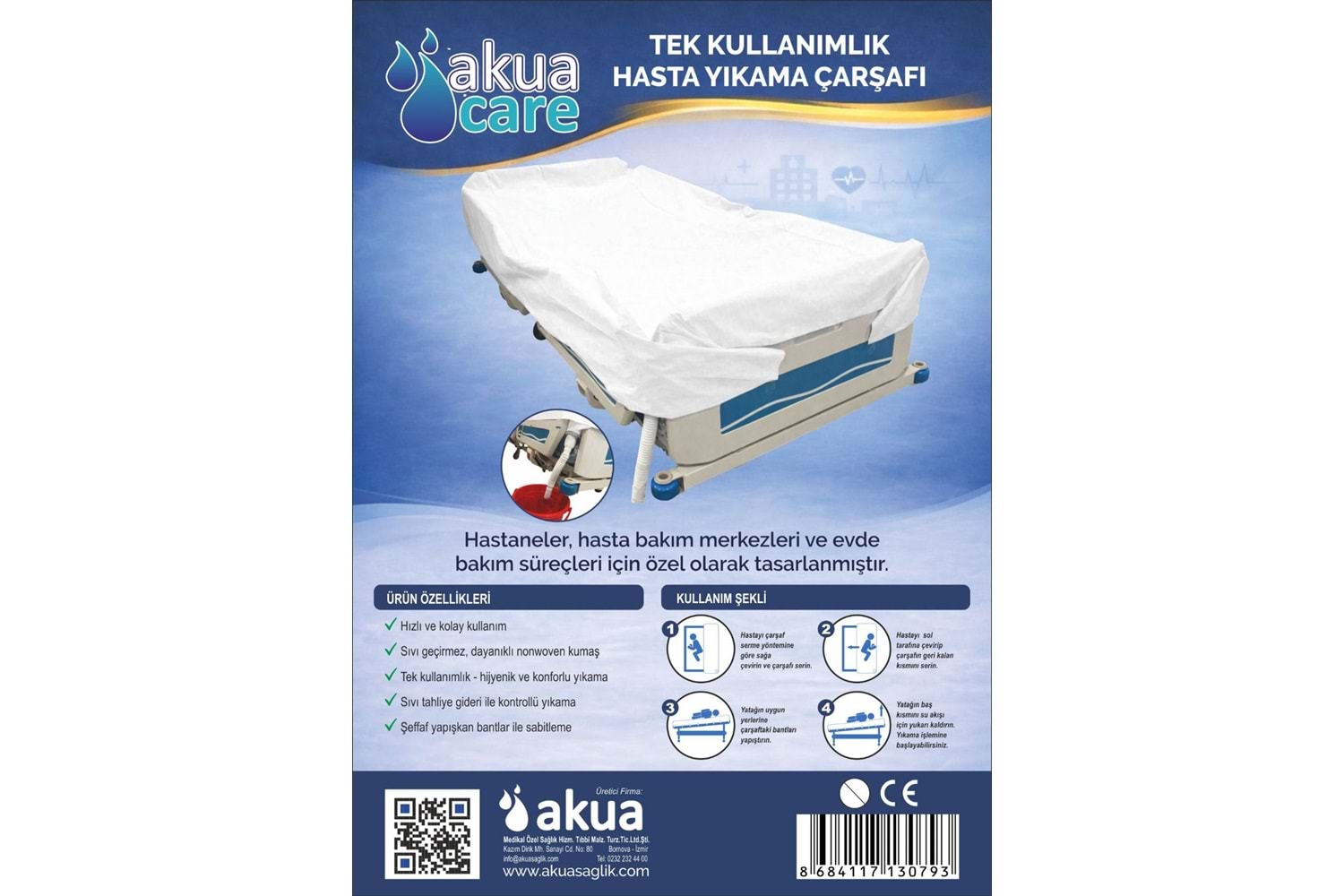 Akuacare Tek Kullanımlık Hasta Yıkama Çarşafı