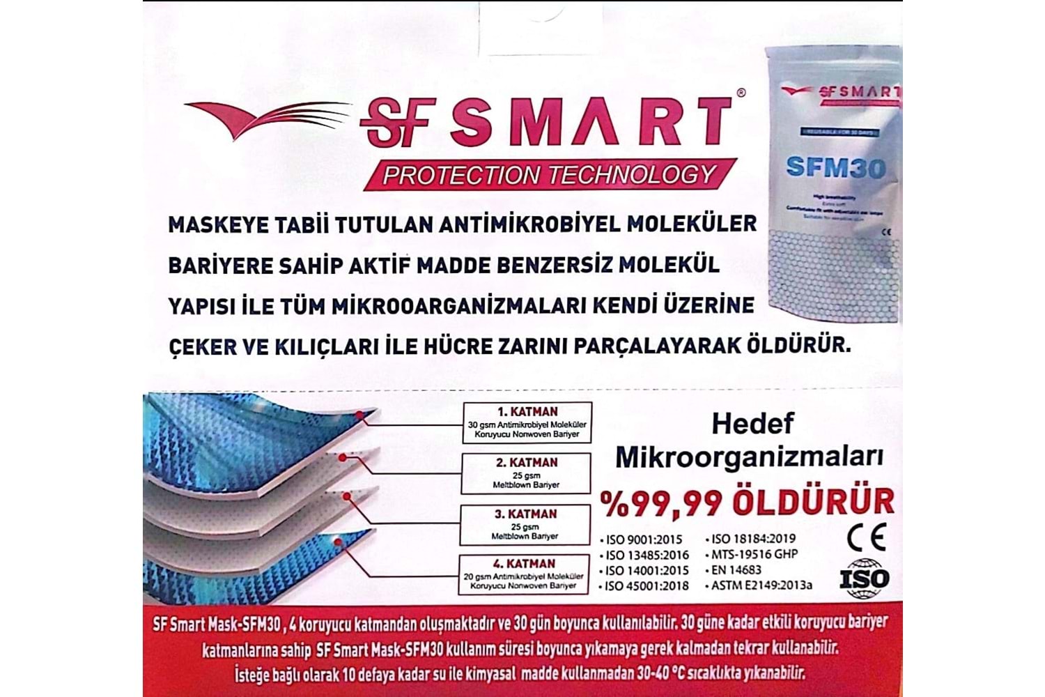 Sf Smart Steril Yıkanabilir Maske SFM30