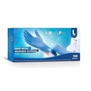 Haspet Mavi Nitril Muayene Eldiveni Large