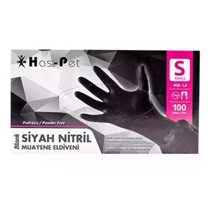 Haspet Siyah Nitril Muayene Eldiveni Small