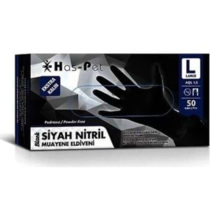 Haspet Siyah Nitril Muayene Eldiveni Large