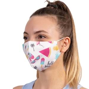 Kadın Desenli Bez Maske