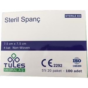 Tules Steril Non Wowen Gaz Kompres 4 Katlı 7,5CmX7,5Cm 20X5 Adet