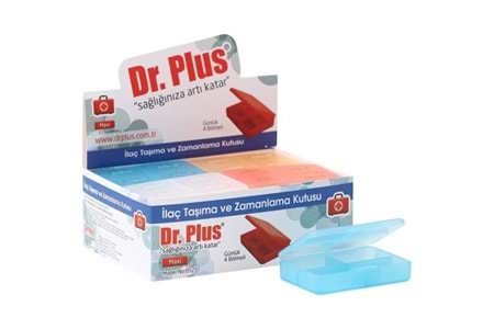 Dr. Plus İlaç Taşıma ve Zamanlama Kutusu Günlük 4 Bölmeli Maxi