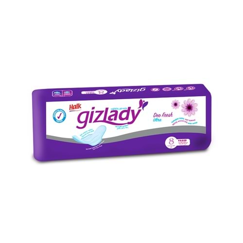 Gizlady Kadın Pedi Kanatlı Uzun Ped 8 Adet