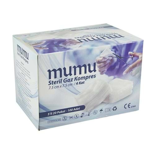 Mumu Steril Gaz Kompres 4 Katlı 7.5CmX7.5Cm (5x20 Adet)