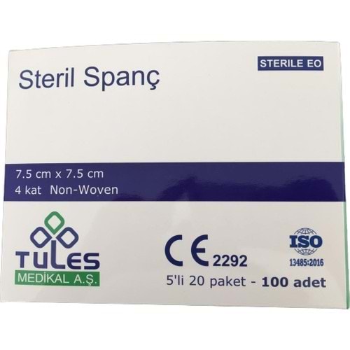 Tules Steril Non Wowen Gaz Kompres 4 Katlı 7,5CmX7,5Cm 20X5 Adet