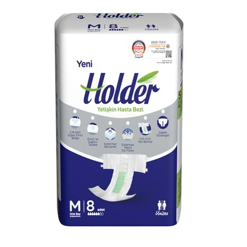 Holder Hasta Bezi Bağlamalı 8 Adet Medium