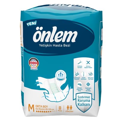 Önlem Hasta Bezi Bağlamalı 8 Adet Medium