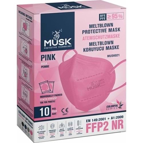 Musk Meltblown FFP-2 N95 Maske 10 Adet - Pembe