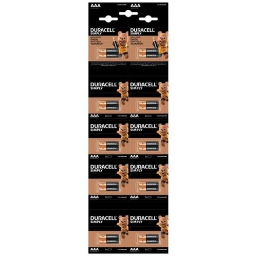 Duracell Alkalin Kartela İnce Kalem Pil 20 Adet(10X2li)