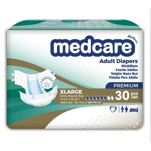 Medcare Hasta Bezi Premium Bağlamalı XLarge 30 Adet