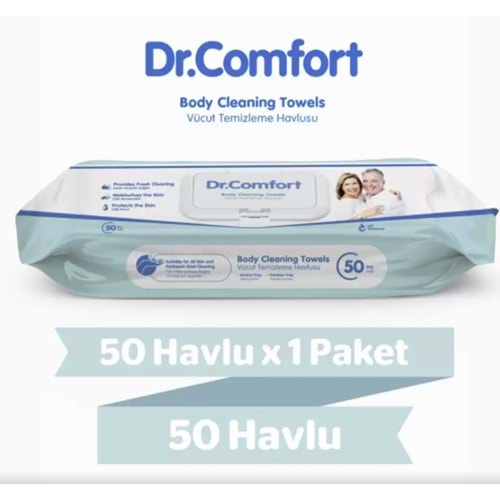 Dr. Comfort Vücut Temizleme Havlusu 50 Adet (23x23)
