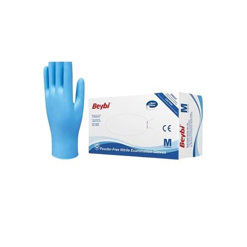 Beybi Nitril Mavi Pudrasız Eldiven Medium