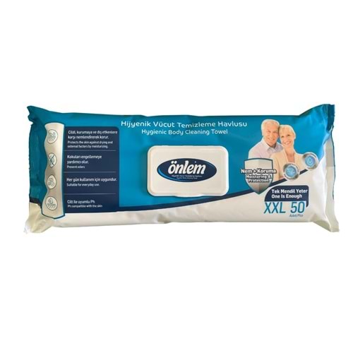 Önlem Vücut Temizleme Havlusu XXL 50 Adet (32x32)