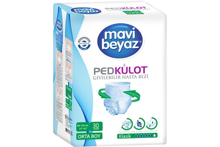 Mavi Beyaz Hasta Bezi Pedkülot 30 Adet Medium