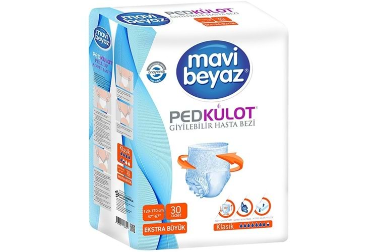 Mavi Beyaz Hasta Bezi Pedkülot 30 Adet XL