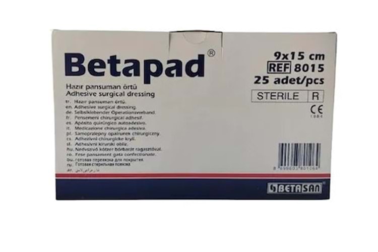 Betapad Şeffaf Poliüretan Pedli Pansuman Örtüsü 9X15Cm 1 Adet(Y)
