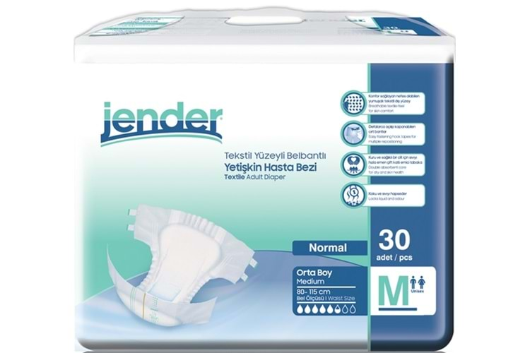 Jender Hasta Bezi Bağlamalı 30 Adet Medium