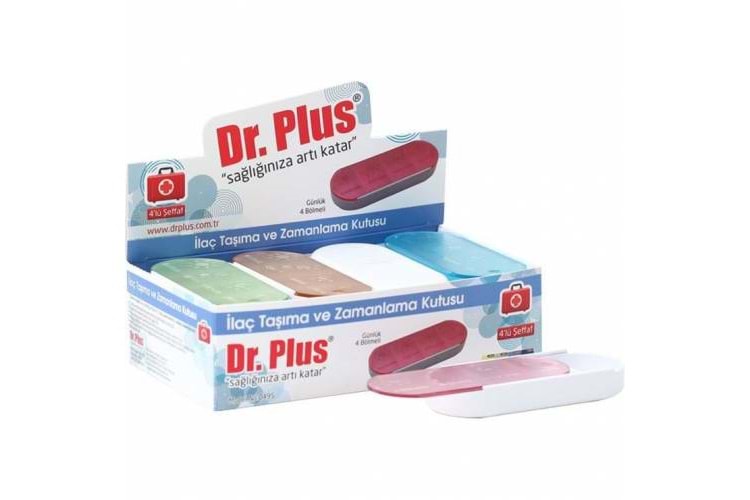 Dr. Plus İlaç Saklama Kutusu Şeffaf 4 Bölmeli