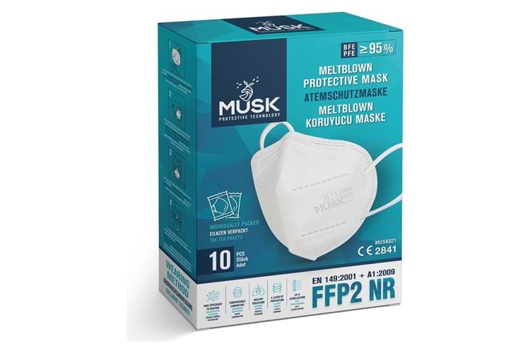 Musk Meltblown FFP-2 N95 Maske 10 Adet - Beyaz