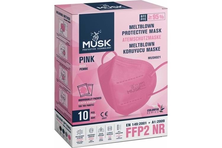 Musk Meltblown FFP-2 N95 Maske 10 Adet - Pembe